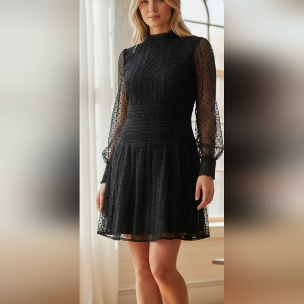 NY & CO NWT Elegant Black Lace Dress.Size XS